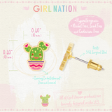 Girl Nation GN-J597s08 Boucles d'oreilles en émail - Cactus - Girl Nation vendu par Veille sur toi