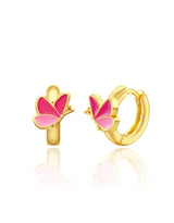 Girl Nation GN-J685E Boucles d'oreilles anneaux plaquées or 18 carats – Papillon rose – Girl Nation vendu par Veille sur toi