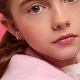 Girl Nation GN-J685E Boucles d'oreilles anneaux plaquées or 18 carats – Papillon rose – Girl Nation vendu par Veille sur toi