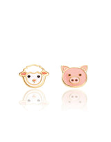 Girl Nation GN-J7038 Boucles d'oreilles en émail - Duo cochon et mouton - Girl Nation vendu par Veille sur toi