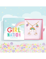 Girl Nation GN-J7112GS Coffret cadeau collier & boucles d'oreilles - Arc-en-ciel & nuage - Girl Nation vendu par Veille sur toi