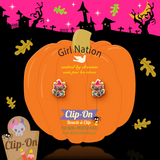 Girl Nation GN-JH521sc Boucles d'oreilles à clip en émail - Chat noir brillant - Girl Nation vendu par Veille sur toi