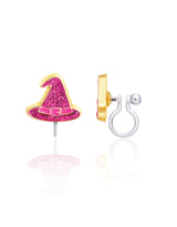 Girl Nation GN-JH524sc Boucles d'oreilles à clip en émail - Chapeau de sorcière brillant - Girl Nation vendu par Veille sur toi