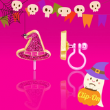 Girl Nation GN-JH524sc Boucles d'oreilles à clip en émail - Chapeau de sorcière brillant - Girl Nation vendu par Veille sur toi