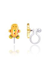 Girl Nation GN-JX517sC Boucles d'oreilles à clip en émail - Bonhomme de pain d'épices - Girl Nation vendu par Veille sur toi