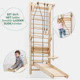 Goodevas CA 3IN1SWCSB-CA 6in1: Wooden Swedish Wall / Climbing ladder for Children + Swing Set + Slide Board vendu par Veille sur toi