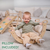 Goodevas CA 4in1 Montessori Climbing Set: Pikler Triangle, Arch, Slide Board, and Cushion for Toddlers (1–3 Years) vendu par Veille sur toi