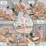 Goodevas CA 4in1 Montessori Climbing Set: Pikler Triangle, Arch, Slide Board, and Cushion for Toddlers (1–3 Years) vendu par Veille sur toi