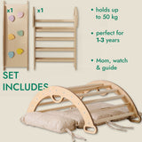 Goodevas CA 4in1 Montessori Climbing Set: Pikler Triangle, Arch, Slide Board, and Cushion for Toddlers (1–3 Years) vendu par Veille sur toi