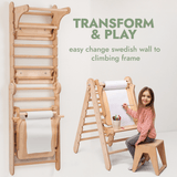 Goodevas CA 5IN1-SWCSAB-CA Wooden Swedish Wall 7in1/ Climbing ladder for Children + Swing Set + Slide Board + Art Add-on vendu par Veille sur toi