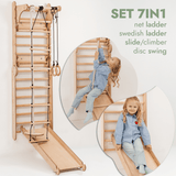 Goodevas CA 5IN1-SWCSAB-CA Wooden Swedish Wall 7in1/ Climbing ladder for Children + Swing Set + Slide Board + Art Add-on vendu par Veille sur toi