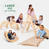 Goodevas CA 5MCS-TRIA-NET-CUSH-CA 5in1 Montessori Climbing Frame Set: Triangle Ladder + Arch/Rocker + Slide Board/Ramp + Netting rope + Cushion vendu par Veille sur toi