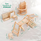 Goodevas CA 6MCS-TRIA-NET-CUSH-ART-CA 6in1 Montessori Climbing Frame Set: Triangle Ladder + Arch/Rocker + Slide/Ramp + Net + Cushion + Art Addition vendu par Veille sur toi