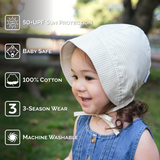 Jan & Jul HBN-BES-M Bonnet pour bébé en coton - Rayures beige - Jan & Jul vendu par Veille sur toi