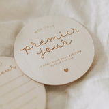 Le petit tableau noir ⚜ PAST-BOIS-BB Pastille de bois recto/verso - Premier jour - Le petit tableau noir vendu par Veille sur toi