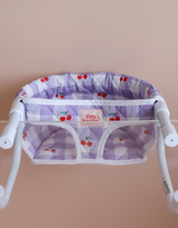 Chaise haute de table pour poupée - Vichy lilas et cerise - Tiny Harlow