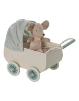 Maileg 11-5103-00 Duo poussette et bébé souris - Menthe - Maileg vendu par Veille sur toi