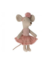 Maileg 17-3105-00 Petite soeur souris Ballerine avec pompom - Rose - Maileg vendu par Veille sur toi