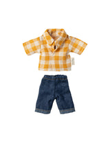 Maileg 17-5307-00 Vêtements pour papa souris - Maileg Chemise jaune à carreau et jeans vendu par Veille sur toi