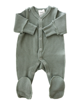 MARKLIEN Pyjama à pattes en coton biologique gaufré - écume de mer - MARKLIEN vendu par Veille sur toi