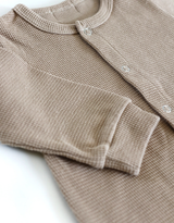 MARKLIEN Pyjama à pattes en coton gaufré - crème - MARKLIEN vendu par Veille sur toi