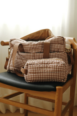 Minika ⚜ MINIKA-POUCH-VICHYBRUN Pochette de rangement - Vichy brun - Minika vendu par Veille sur toi