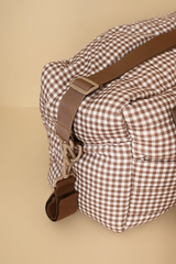 Minika ⚜ MINIKA-SAC-COUCHES-VICHYBRUN Sac à couches - Vichy brun - Minika vendu par Veille sur toi