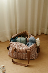Minika ⚜ MINIKA-SAC-COUCHES-VICHYBRUN Sac à couches - Vichy brun - Minika vendu par Veille sur toi