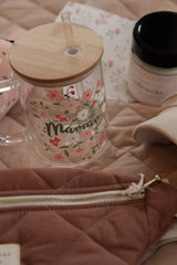 Mömy ⚜ MöMY-TasseVerre-MamanBloom Tasse boho avec paille - Maman bloom - Mömy vendu par Veille sur toi