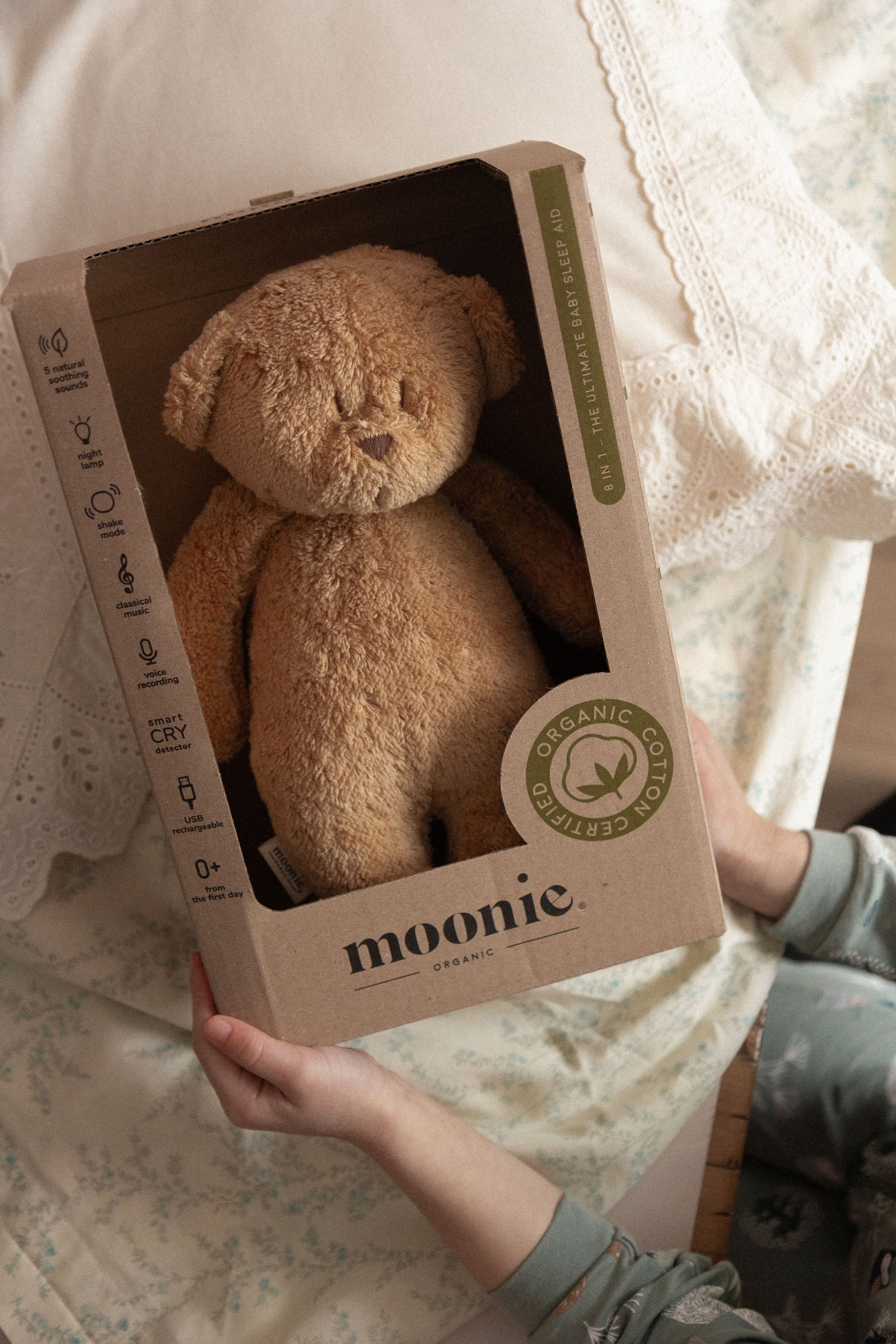 Veille sur toi - Nightlight & Pink Noise Plush in Organic Cotton