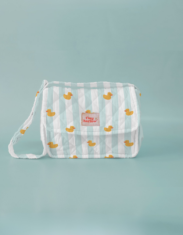 Ensemble Sac à Langer pour Poupée - Canard ligné bleu - Tiny Harlow