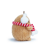 Noodoll T02849 Mini peluche assise - Ricespud avec écharpe rayée rouge - Noodoll vendu par Veille sur toi