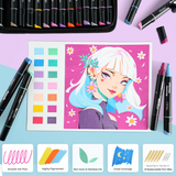 Ohuhu Y30-80601-08 Ensemble de 30 marqueurs acryliques imperméables à double pointe - Ohuhu vendu par Veille sur toi