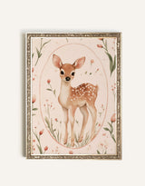 Oleka Canvas Illustration petit faon - Cadre vintage argent - Oleka vendu par Veille sur toi