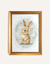 Oleka Canvas Illustration petit lapin doré - Cadre vintage or - Oleka vendu par Veille sur toi