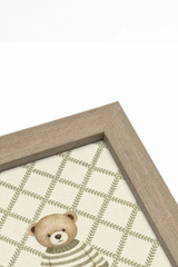 Oleka Canvas OURSON TRICOT, Oeuvre sur toile rigide, encadré brun chêne (collective) vendu par Veille sur toi