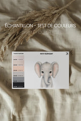 Oleka Canvas PETIT ÉLÉPHANT, Oeuvre sur toile rigide, encadré brun chêne (collective) vendu par Veille sur toi