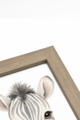 Oleka Canvas PETIT ZÈBRE, Oeuvre sur toile rigide, encadré Brun Chêne (collective) vendu par Veille sur toi