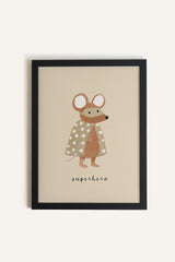 Oleka Canvas RI-OL-XXGWKR-912B Souris Héroïque, Toile rigide encadrée 9x12 / Noir vendu par Veille sur toi