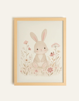 Oleka Canvas Toile flower bunny - Cadre en bois naturel clair - Oleka vendu par Veille sur toi