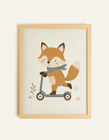 Oleka Canvas Toile Happy fox - Cadre en bois naturel clair - Oleka vendu par Veille sur toi