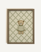 Oleka Canvas Toile ourson tricot - Cadre brun chêne - Oleka vendu par Veille sur toi