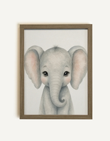 Oleka Canvas Toile petit éléphant - Cadre brun chêne - Oleka vendu par Veille sur toi