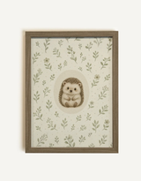 Oleka Canvas Toile petit hérisson - Cadre brun chêne - Oleka vendu par Veille sur toi