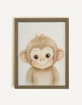 Oleka Canvas Toile petit singe - Cadre brun chêne - Oleka vendu par Veille sur toi