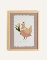 Oleka Canvas Toile poule en fleurs - Cadre en bois naturel - Oleka vendu par Veille sur toi