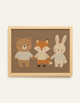 Oleka Canvas Toile trio de meilleurs amis - Cadre en bois naturel clair - Oleka vendu par Veille sur toi