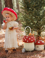 Olli Ella OEKBAS-MLG-RE-O Panier Luggy champignon en rotin - Rouge et blanc - Olli Ella vendu par Veille sur toi