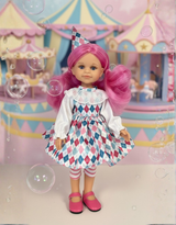 Paola Reina PR-4715 Poupée Las Amigas - Cleo arlequin avec cheveux roses - Paola Reina vendu par Veille sur toi