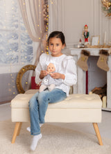 Paola Reina PR-8043 Poupée Alex & Sonia - Sonia avec blouse fleurie, collants et bandeau - Paola Reina vendu par Veille sur toi